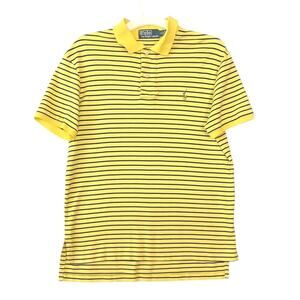 Polo Ralph Lauren Men's Yellow Striped Classic Fit Soft Touch Polo SZ M
